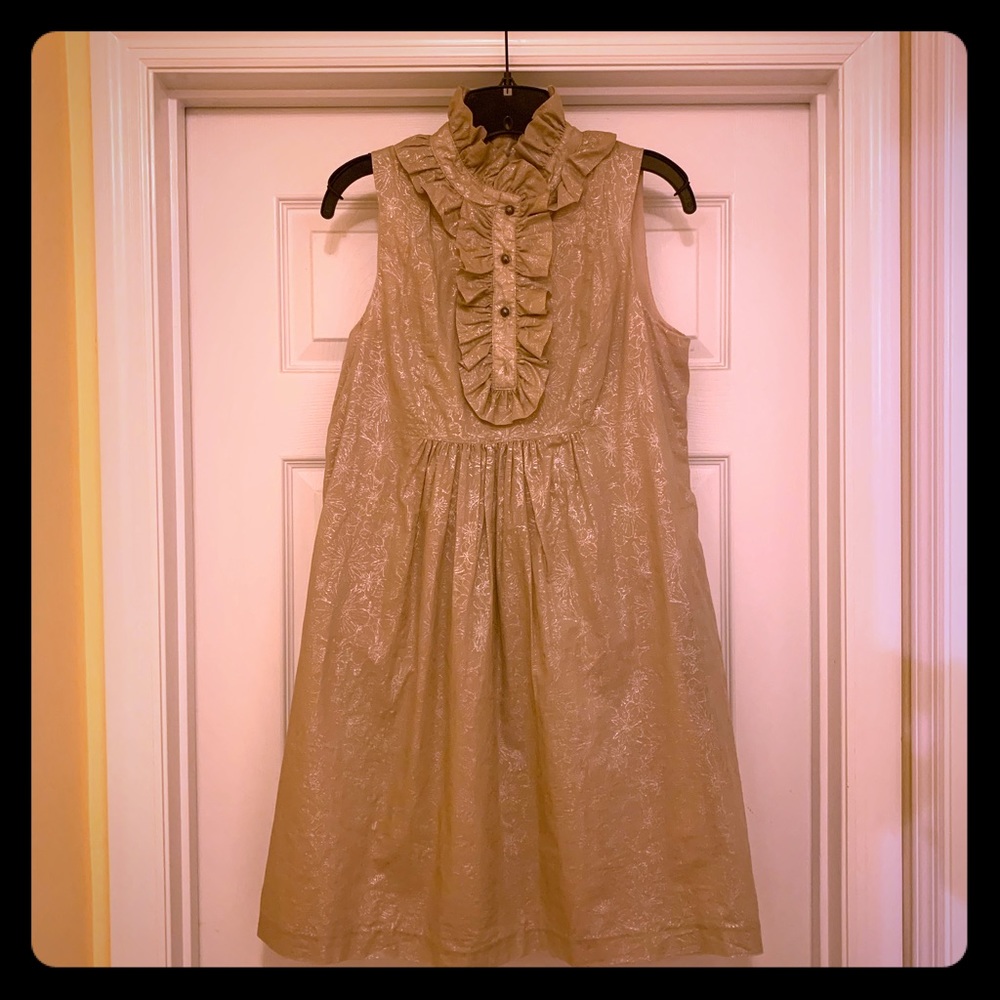 A.B.S. Tan Dress with ruffle neckline